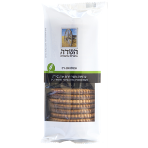 עוגיות חצי ירח אורגניות מכוסמין מלא בציפוי קרם חרובים השדה