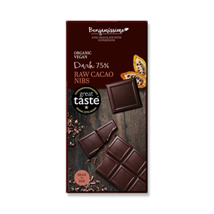 שוקולד מריר 75% אורגני עם שבבי קקאו, טבעוני -ביו בנג`מין