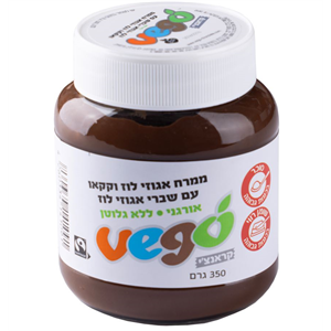 ממרח אגוזי לוז וקקאו  עם שברי אגוזי לוז קראנצ'י טבעוני אורגני - ויגו